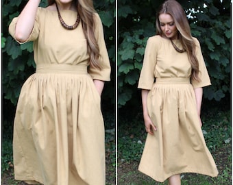 Wheat Linen top and skirt set - Ready to Ship - two piece co-ordinate set - soft easy wear separates - natural eco fashion- MAYA & JOOLS