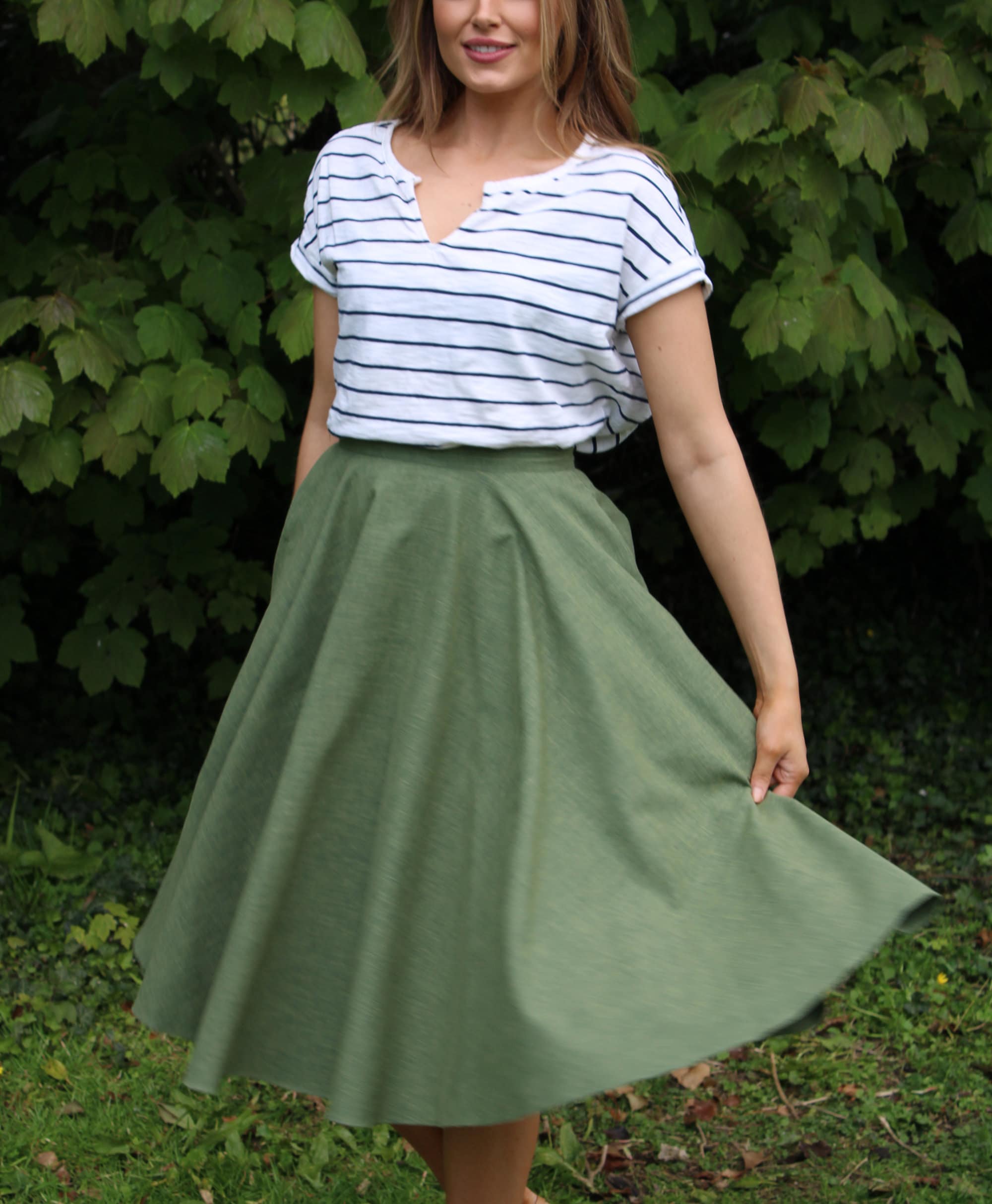 Linen Midi Circle Skirt - Comfortable Soft Linen - Everyday