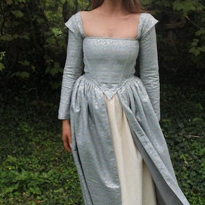 Corset visor shoulder long sleeve top with boning and lace-up back - renaissance fair medieval fairytale wedding costume style - renfaire