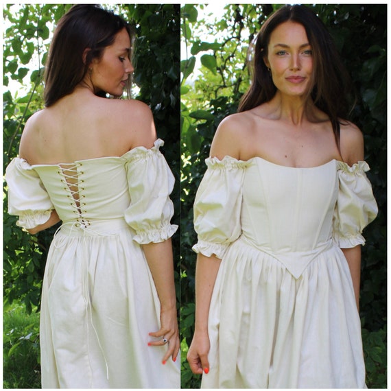 White corset puff sleeve top sale