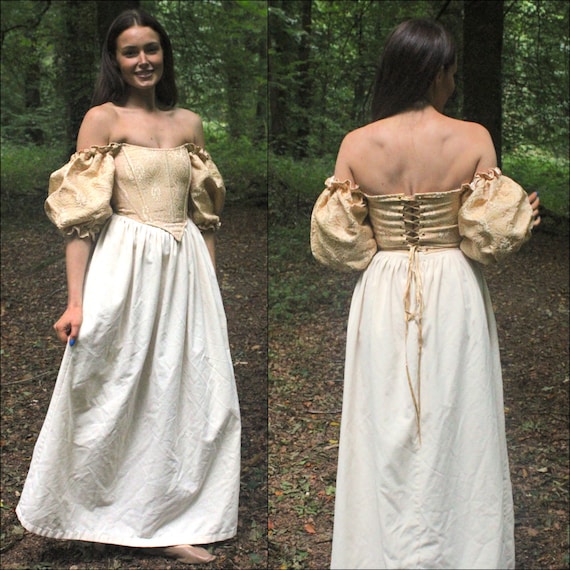 ホット セールの通販 Gold Brocade Corset Etsy - Style Costume Wedding Fairytale Medieval Cottagecore Back Lace-up  and Boning With Top Sleeve Puff Off-the-shoulder トップス