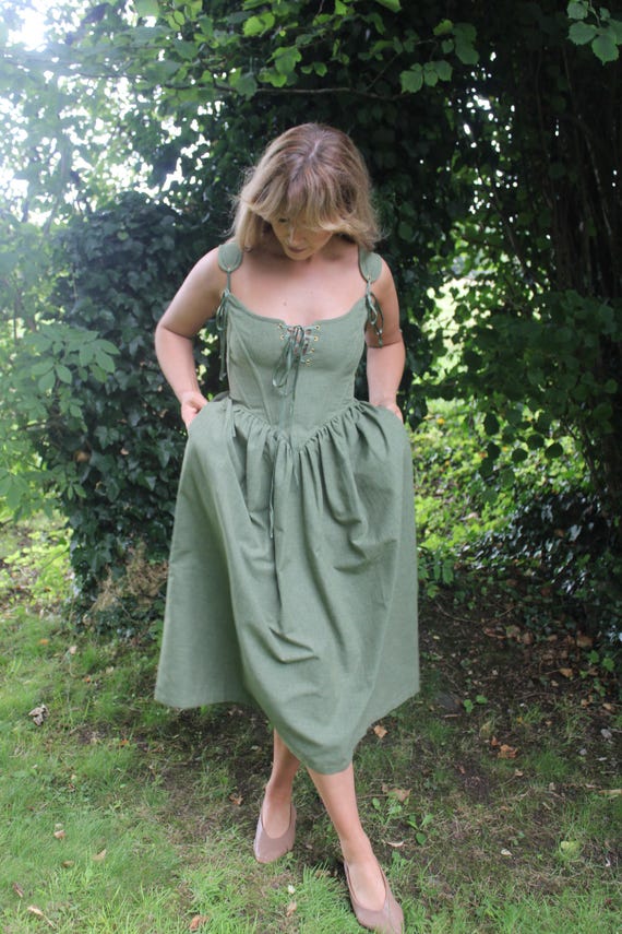 Linen Corset Dress: Lace-up Cottagecore Medieval Gown - Etsy