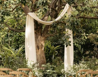 Linen fabric draping for wedding arch or tree - natural material resuable premium linen for your wedding decor