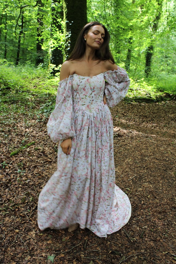 Corset Dress Off-the-shoulder Linen Puff Sleeve With Boning and Lace-up  Back - Cottagecore Medieval Fairytale Wedding Costume Style - Etsy