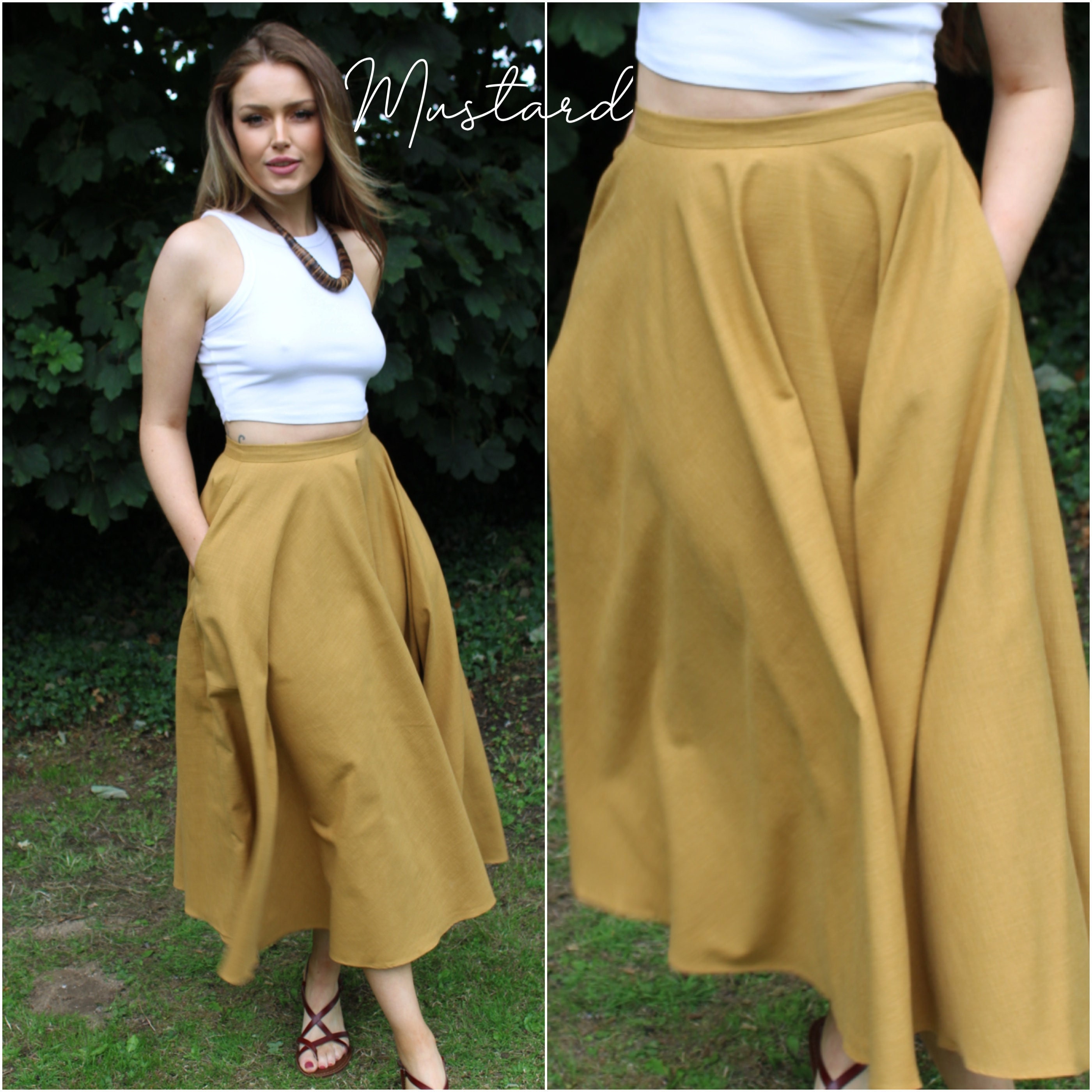 Linen Midi Circle Skirt - Comfortable Soft Linen - Everyday Linen Midi Circle Skirt - Comfortable Soft Linen - Everyday