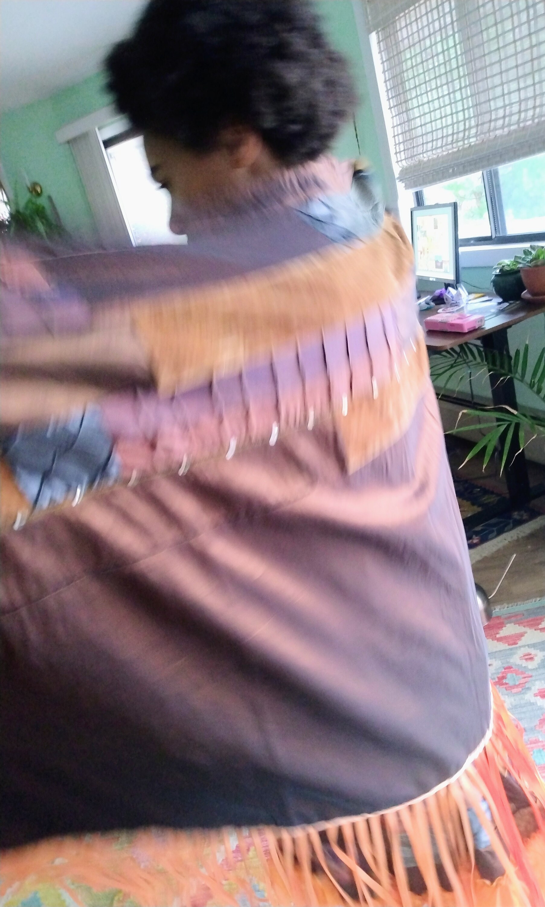 Native American Pow Wow Regalia Fancy Dance Bronze Satin Dress And Native American Pow Wow Regalia Fancy Dance Bronze Satin Dress And