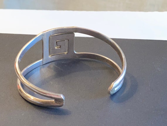 Modernist Sterling Silver Cuff Bracelet Signed 92… - image 5