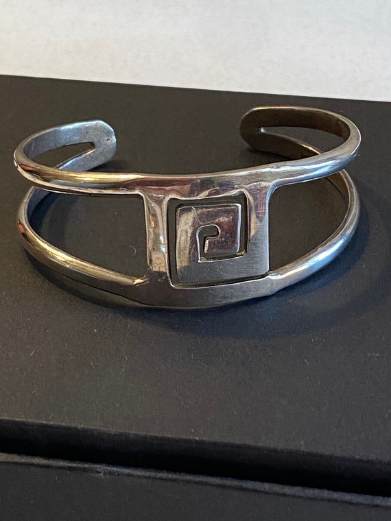 Modernist Sterling Silver Cuff Bracelet Signed 92… - image 7