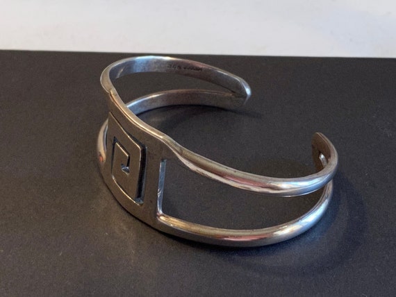 Modernist Sterling Silver Cuff Bracelet Signed 92… - image 4
