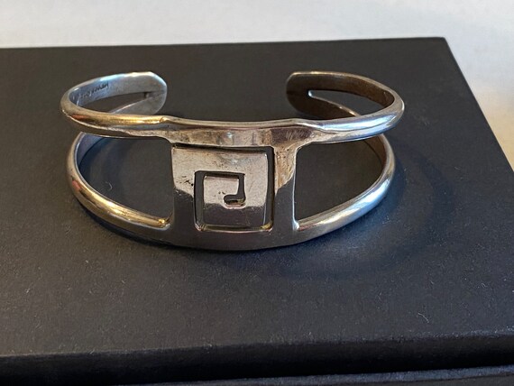 Modernist Sterling Silver Cuff Bracelet Signed 92… - image 1