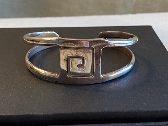 Modernist Sterling Silver Cuff Bracelet Signed 92… - image 3