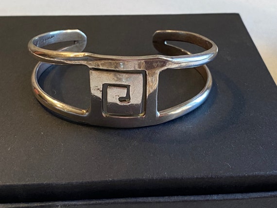Modernist Sterling Silver Cuff Bracelet Signed 92… - image 2