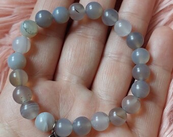Bracelet, wrist bracelet, bracelet beads, hand bracelet, natural stone, agate, surgical steel, stainless steel