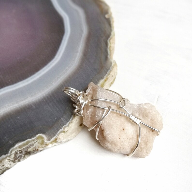 crystal necklace special gift wire wrapping calming AGATE necklace sterling silver agate geode natural jewelry natural stone