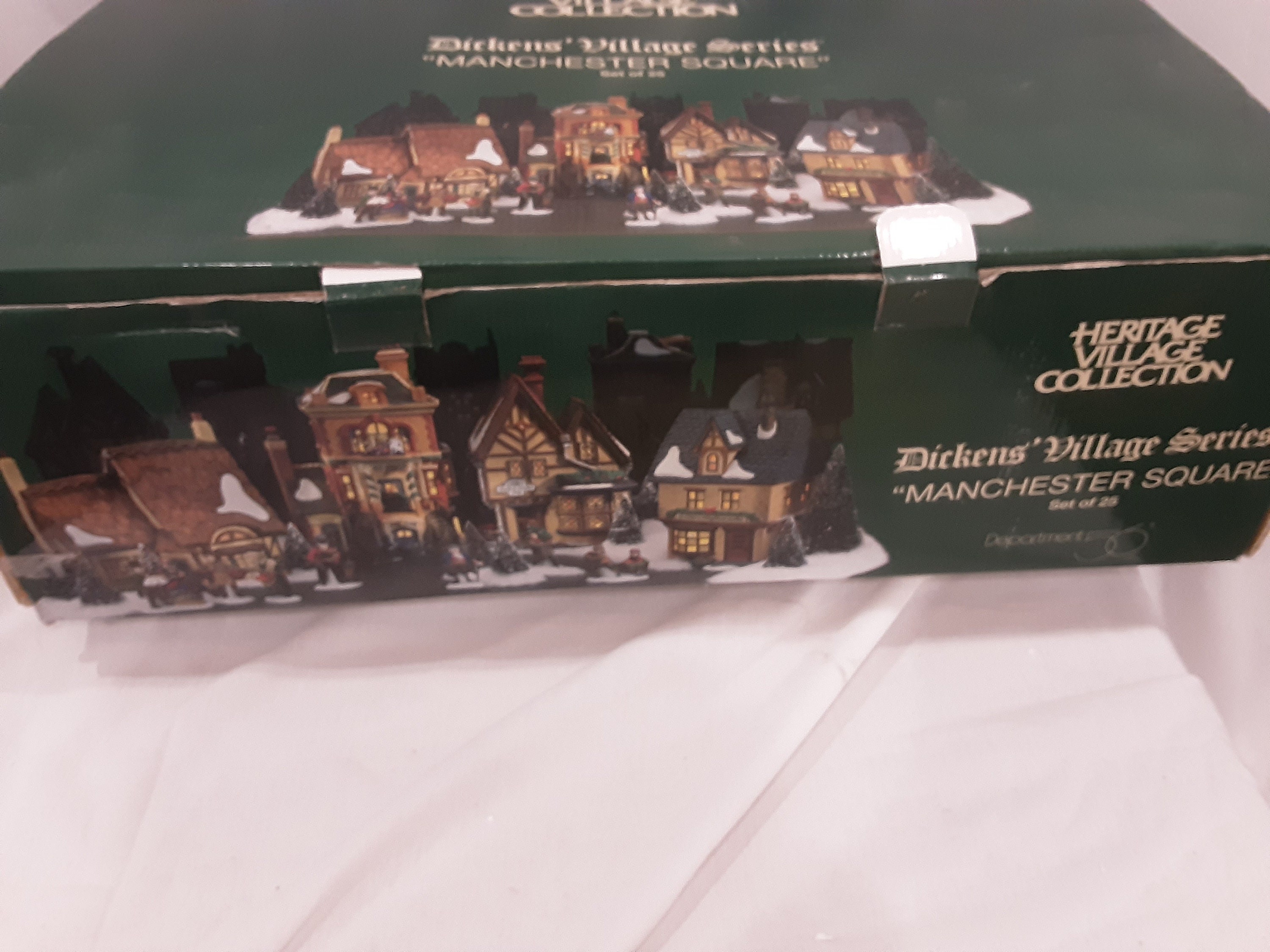 Vintage Dept 56 MANCHESTER SQUARE set of 25 porcelain collectable houses and accessory Christmes decoration
