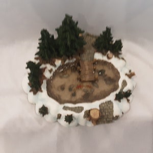 Vintage Dept 56Village PINE POINT POND accessory porcelain Christmas collectable
