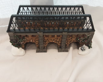 Vintage Dept 56Village STONE TRESSLE BRIDGE accessory porcelain Christmas collectable decoration