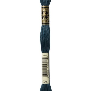 Stranded Cotton – DMC Embroidery Thread. Teal colour codes 924, 926, 927, 928
