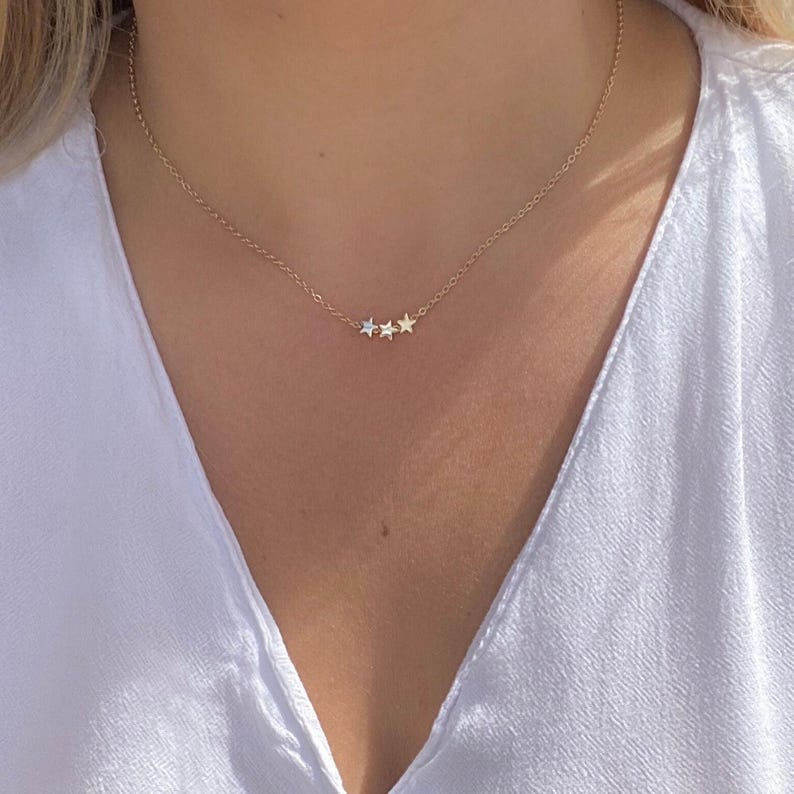 Dainty Gold Star Necklace - Layering jewellery - Gold necklace - Gold stars - Layered necklace image 5