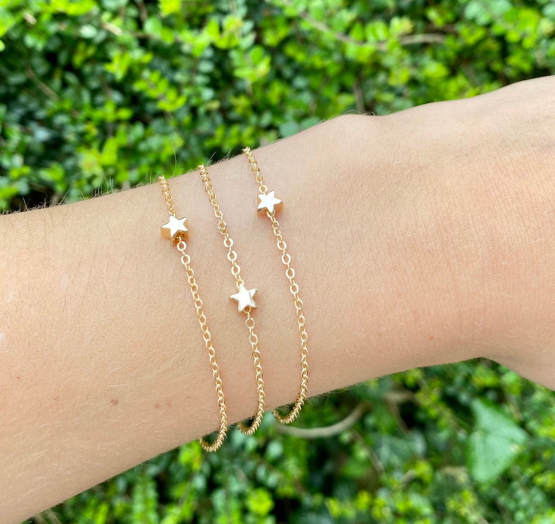 Gold Star Bracelet Tiny Star Bracelet Dainty Bracelet Etsy