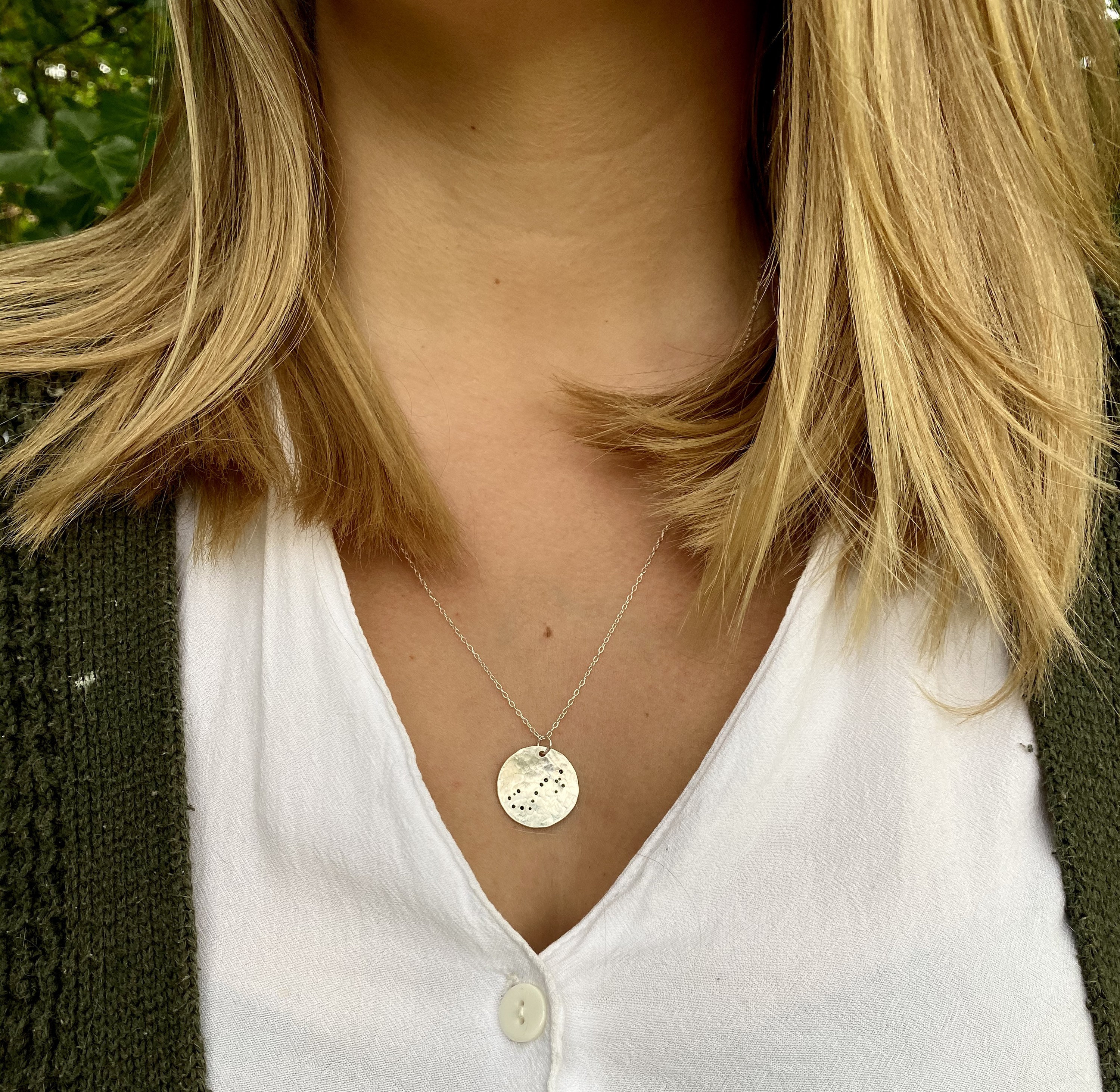 Zodiac necklace, horoscope, sterling silver personalised, Constellati…