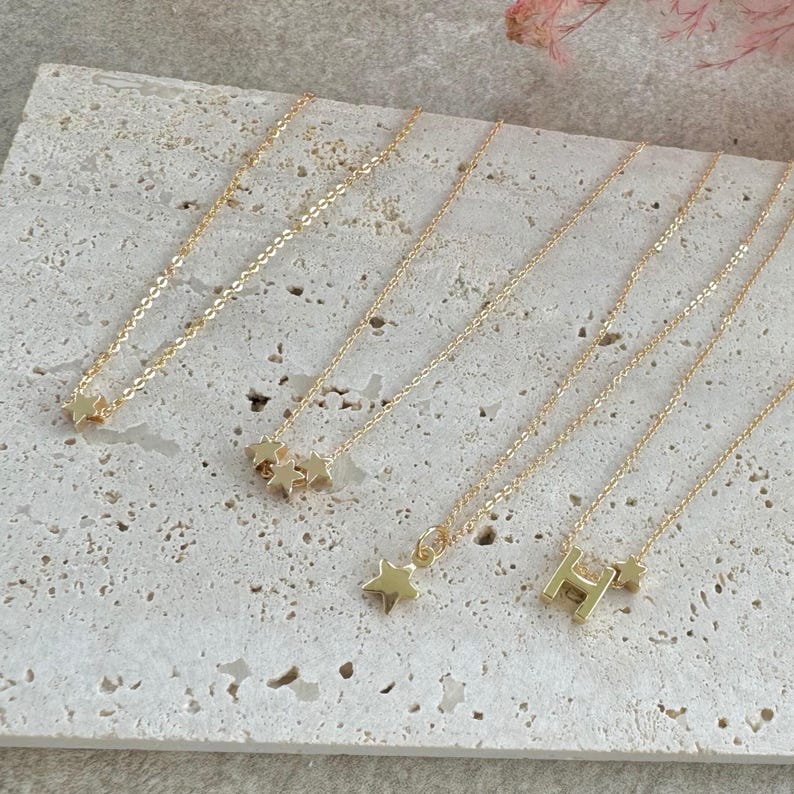 Dainty Gold Star Necklace - Layering jewellery - Gold necklace - Gold stars - Layered necklace image 8