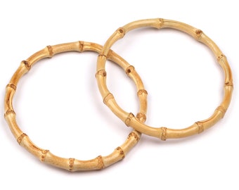 1 Paar runde Bambus-Taschengriffe, Ringe aus Bambus 15 cm, natur