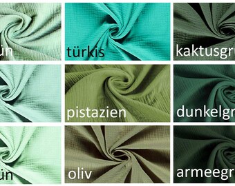 Musselin-Stoff uni 50x130cm (7,68EUR/qm) Meterware Oeko-Tex Mullstoff  Mulltuch Baumwolle