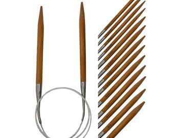 1 Bambus Rundstricknadel mit Edelstahlseil 80cm Stricknadel, Größenwahl