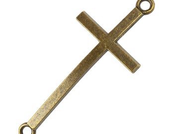 Kreuz Verbinder gebogen 20 Stück 51,5x22mm, antikbronze - Basteln Armband Glaube