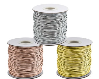 50m Gummikordel metallic 1,5mm (0,15EUR/m) Gummischnur Rundgummi Hutgummi gold silber bronze