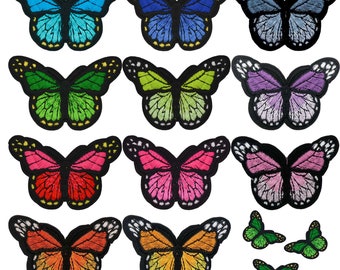 Schmetterling Aufbügler 3 Stück bestickt, Aufnäher, Zier-Applikation, Patch Farb-/Größenwahl