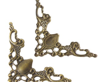 Buchecke 100 Stück 41x41mm bronze Schutzecke Metallecke Ornament Ecke Verzierungen