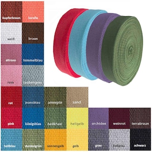 Baumwoll-Gurtband 5m x 30mm Stärke 2mm (2,6EUR/m) Baumwollgurtband Farbwahl