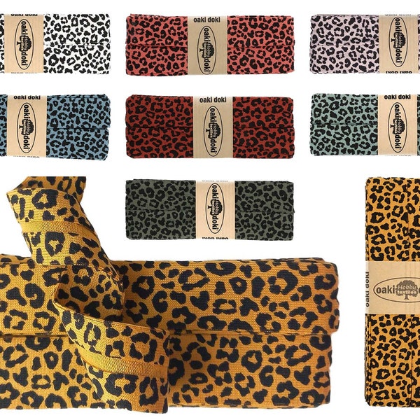 Jersey Schrägband Leopard Print 3m (1,3EUR/m) gefalzt elastisch Einfassband