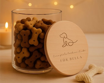Leckerliglas Hund mit Wunschtext | Leckerli-Aufbewahrung | Hundeleckerlis Glas | Geschenk für Hundeliebhaber 530ml