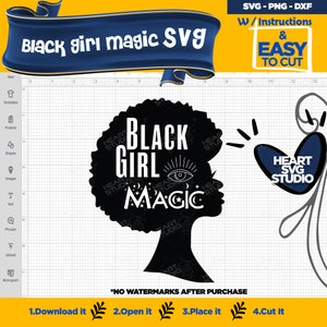Black girl magic SVG, Black girl SVG, Afro girl SVG + png and dxf