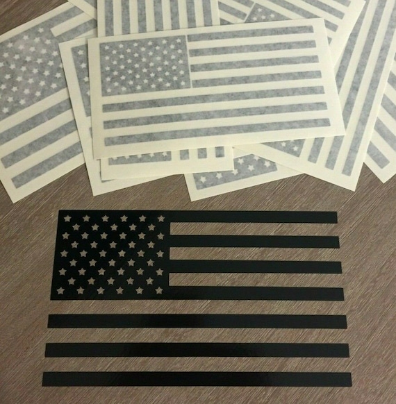 3" x 5" Black American Flag decal sticker graphic