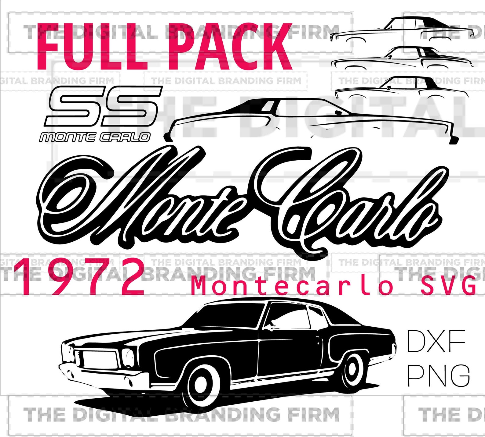 1972 Monte Carlo svg dxf and png File ready to cut on a cameo Etsy