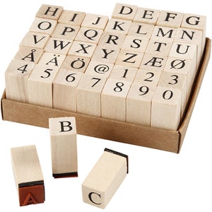 Holz Stempel 42 Buchstaben Zahlen Sonderzeichen ABC Ziffern
