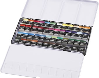 Aquarellkasten mit 48 Aquarellfarben im Metallkasten