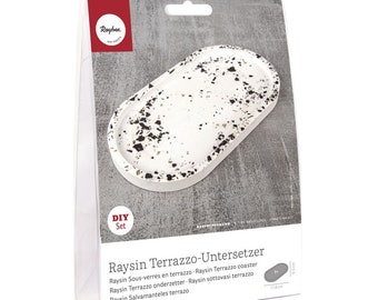 Terrazzo-Untersetzer oval aus Raysin mit Gießform - Bastelset