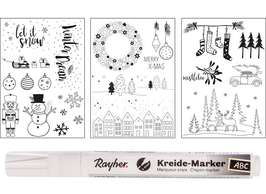 Fenster Malvorlagen Winter Xmas Vorlagen Kreidemarker - Etsy.de