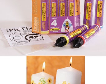 Kerzen Candle Pen SET Pic Tixx  4 Stück + Vorlage