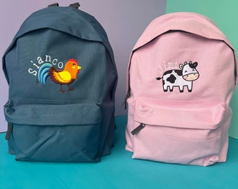 Bagiau 'Y Fferm'- personalised embroided farm backpack/rucksack/school bag ani-bendod