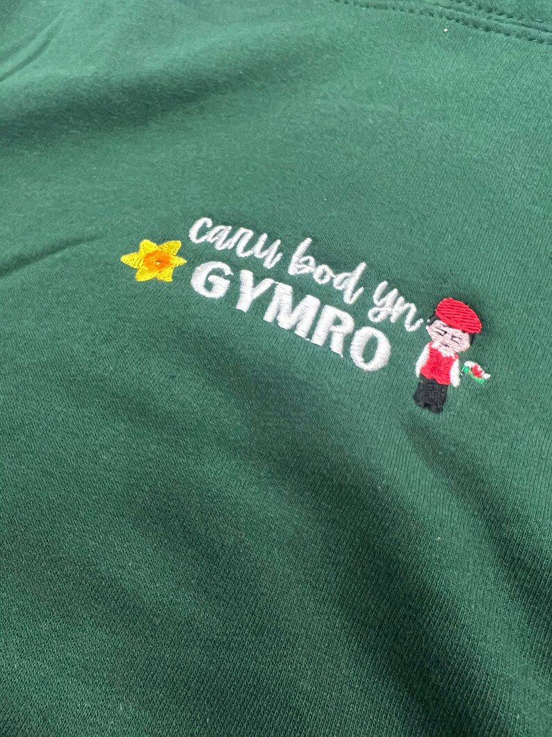 GWYRDD/GREEN hoody Joio/caru bod yn Gymro/Gymraes Hoody plant ac oedolion ani-bendod Hoody image 5