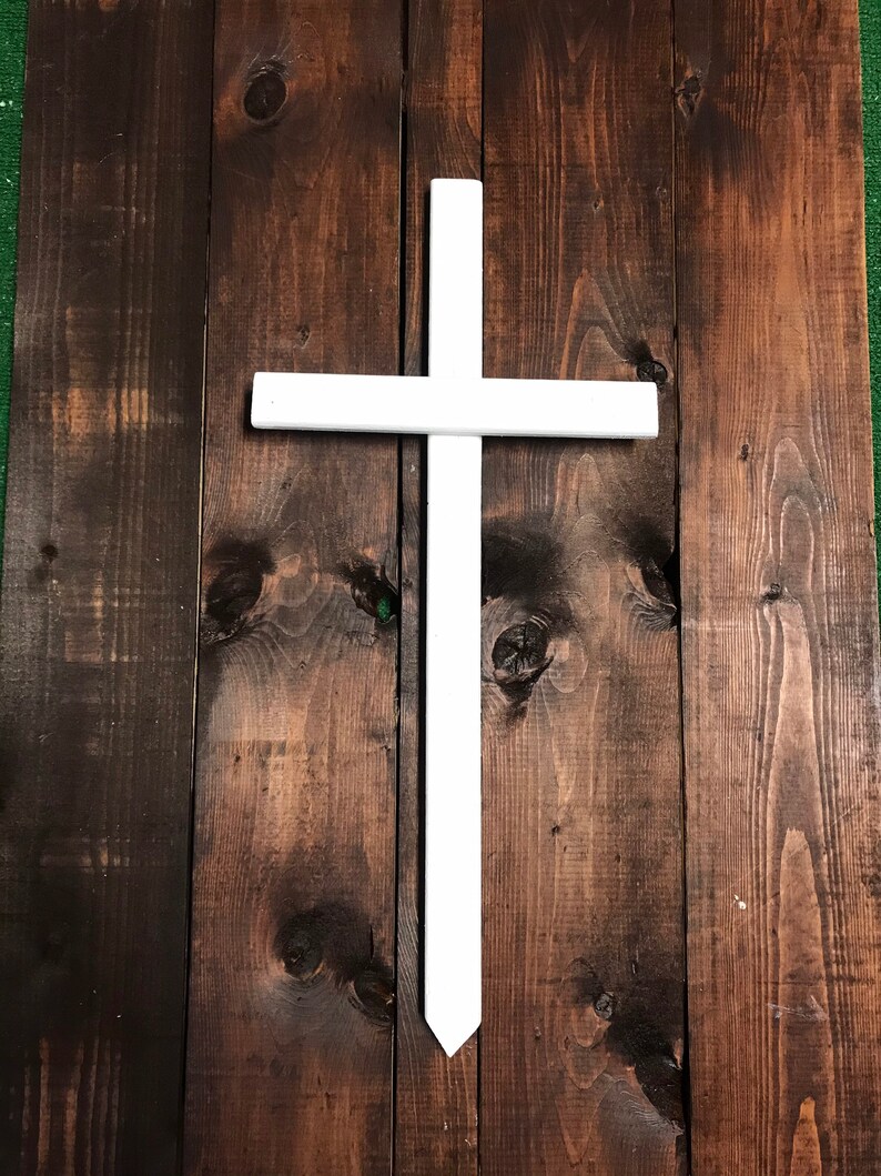 LARGE white wooden cemetery cross Cemetery flowers | Etsy