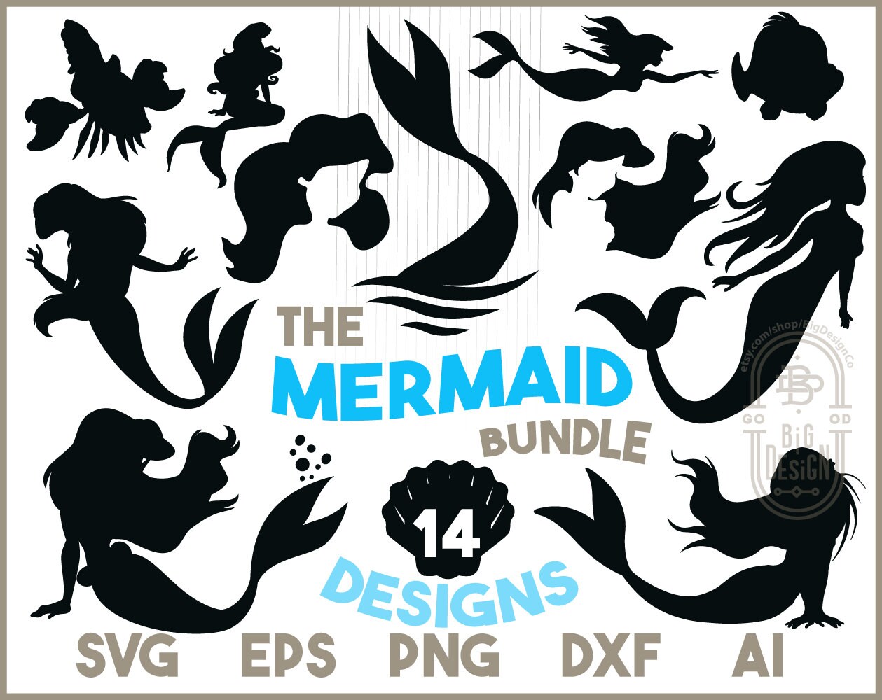 Mermaid Ariel Svg Cutting Files Mermaid Bundle For Cricut Etsy