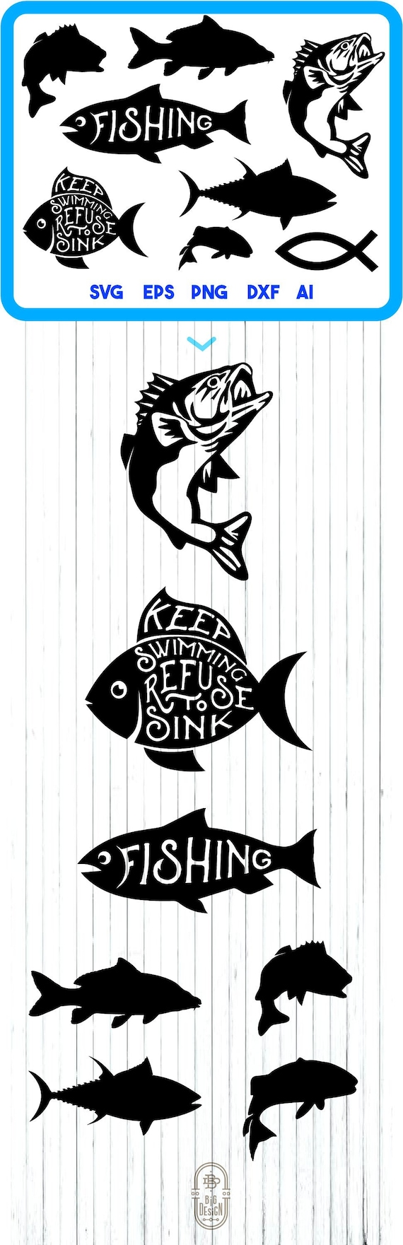 Download Fish SVG for Cricut Silhouette Fish silhouette Bass Fish ...