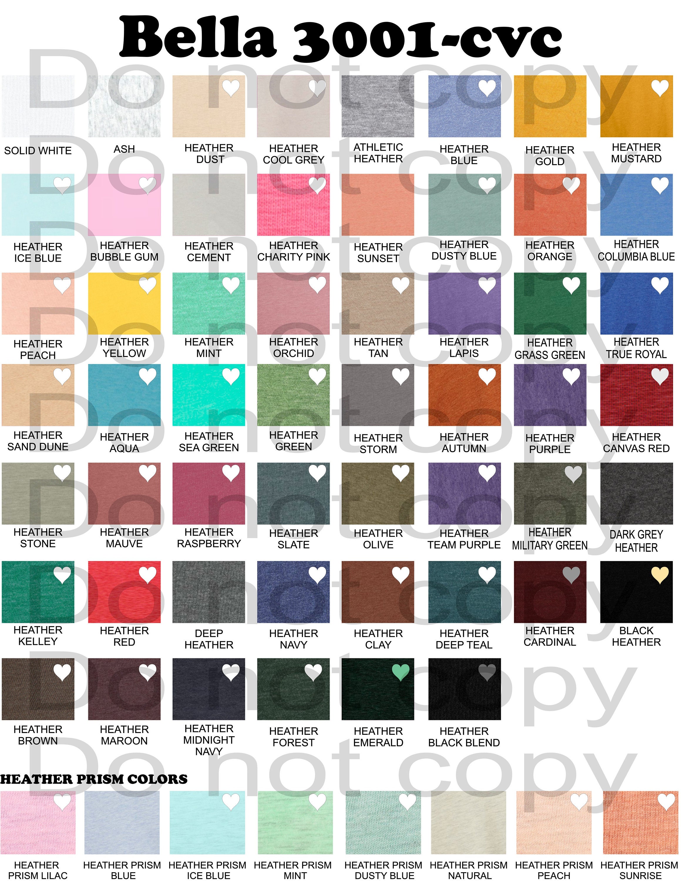 Download Bella 3001 Cvc Color Chart And Bleach Chart 2020 Etsy